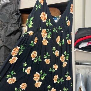 Old Navy Black Maxi Dress with Orange Floral Print